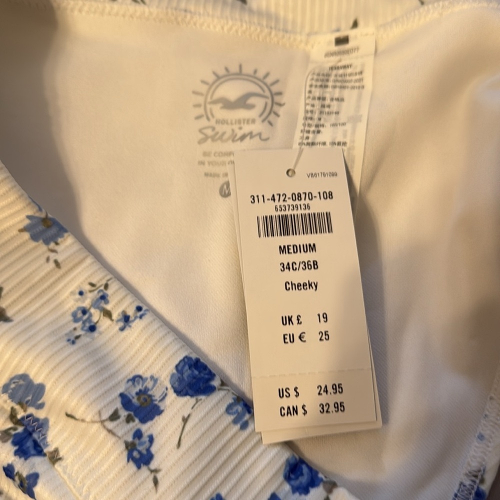 Hollister Blue and White Floral Bikini Bottoms - Picture 4 of 4